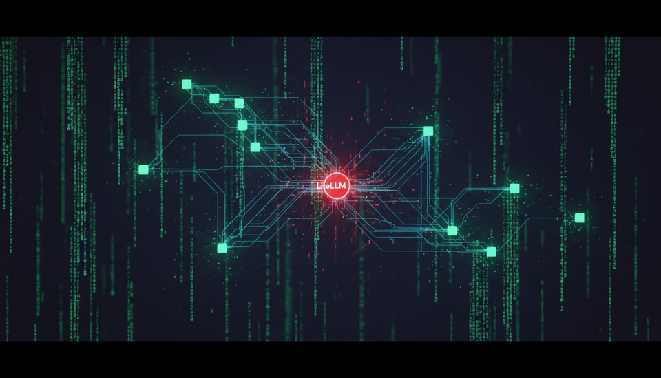 Visualization of a compromised package in a software supply chain network with interconnected nodes and security breach indicators